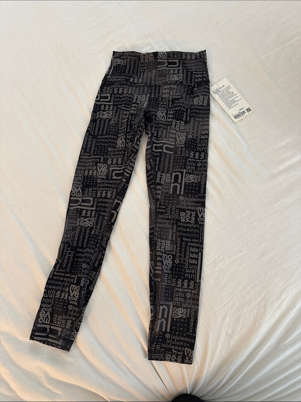 lululemon Black and White All-Over Logo Leggings wonder under